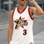 Allen Iverson Philadelphia 76ers Mitchell & Ness Chainstitch Swingman Jersey - Cream