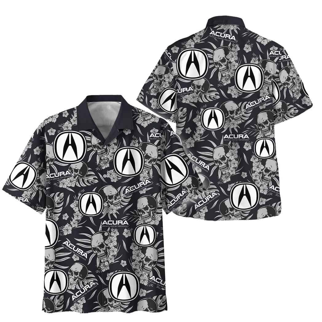 Acura Hawaiian Shirt Skull Design, Retro Driver Button Shirt HVN1535AC