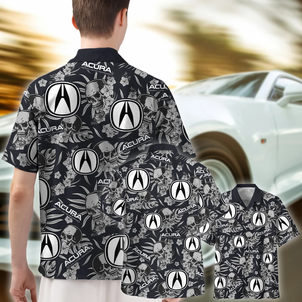 Acura Hawaiian Shirt Skull Design, Retro Driver Button Shirt HVN1535AC