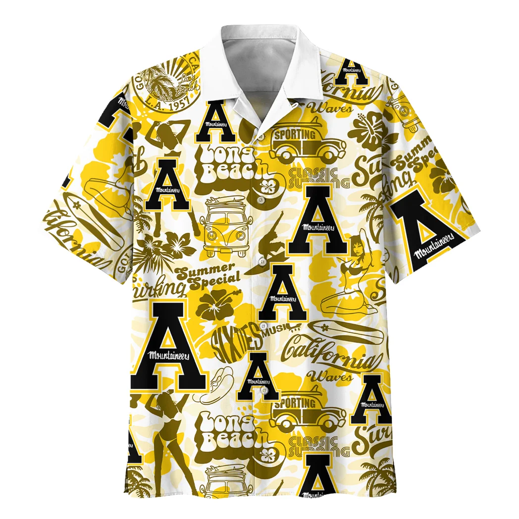 Appalachian State Mountaineers Hawaiian Shirt Logo Print, Loyal Fan Button Shirt HVN1467AS