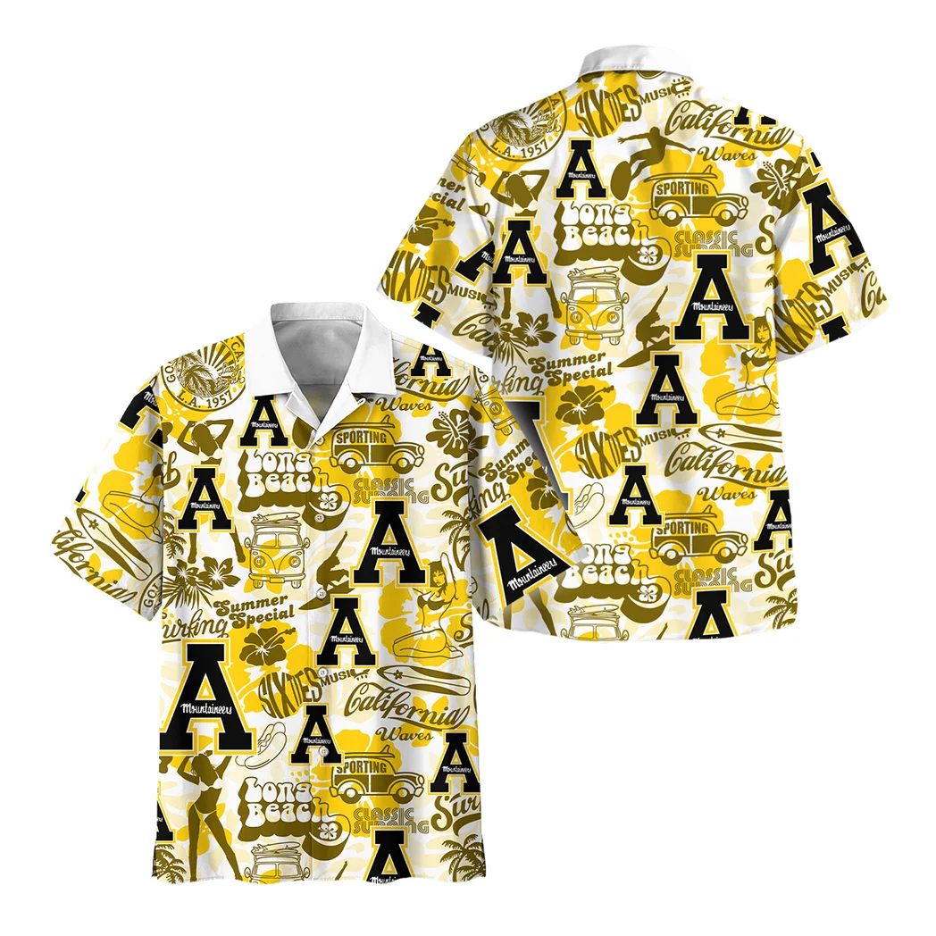 Appalachian State Mountaineers Hawaiian Shirt Logo Print, Loyal Fan Button Shirt HVN1467AS