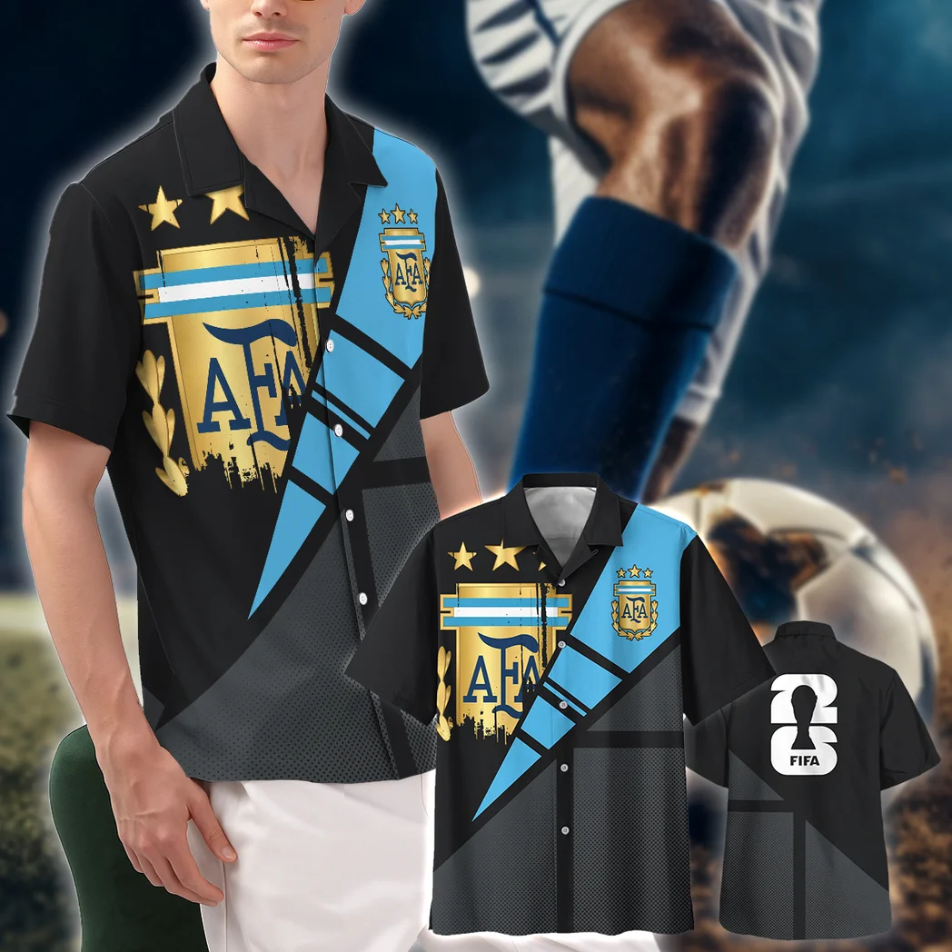 Argentina FIFA World Cup 2026 Hawaiian Shirt, Tropical Supporter Button Shirt HVN1562AR