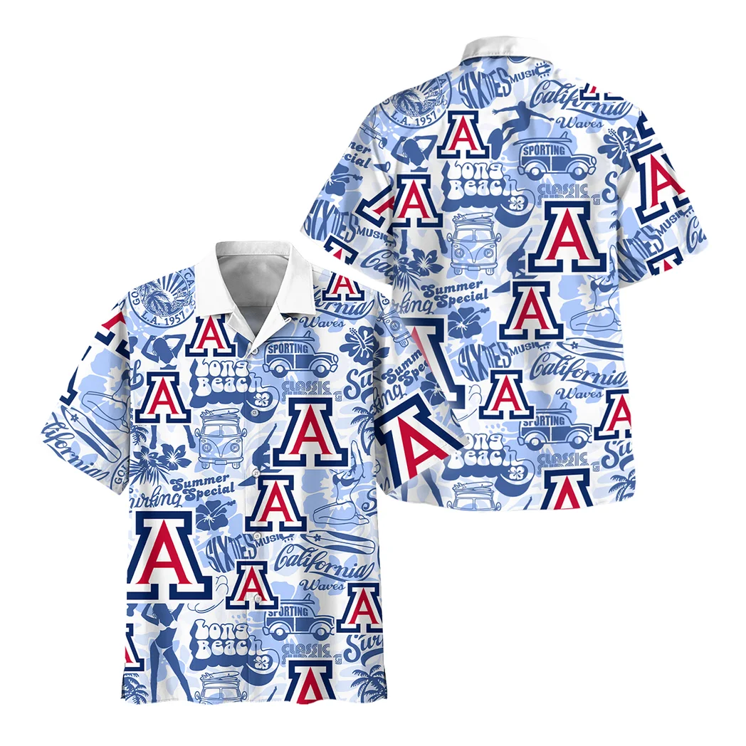 Arizona Wildcats Hawaiian Shirt Logo Print, Bold Spirit Button Shirt HVN1467AW
