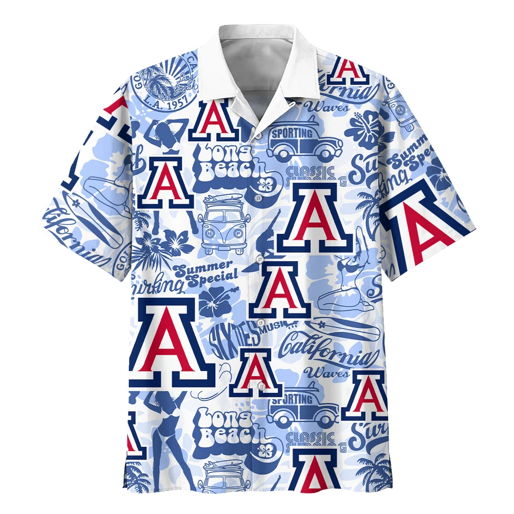 Arizona Wildcats Hawaiian Shirt Logo Print, Bold Spirit Button Shirt HVN1467AW