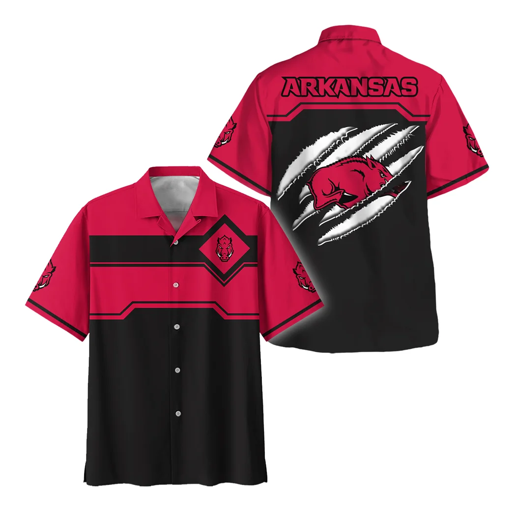 Arkansas Razorbacks Hawaiian Shirt Logo Print, Everyday Fan Button Shirt HVN1469AR