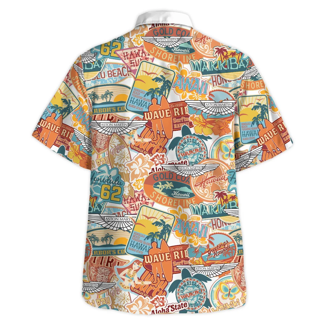Aston Martin Hawaiian Shirt Exclusive Logo, Rider\'s Paradise Button Shirt HVN1539AM