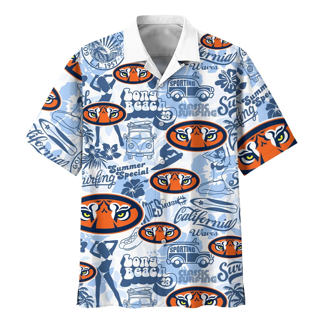 Auburn Tigers Hawaiian Shirt Logo Print, Summer Match Button Shirt HVN1467AT