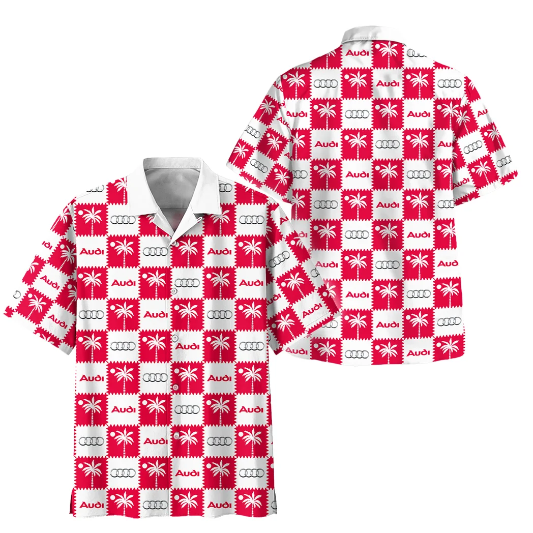 Audi Hawaiian Shirt Logo Exclusive, Auto Fan Button Shirt HVN1540AU