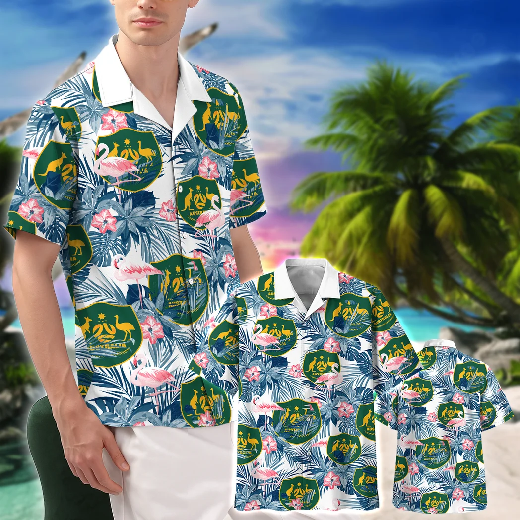 Australia Hawaiian Shirt FIFA World Cup 26 Tropical Style, Bold Supporter Button Shirt HVN1587AU
