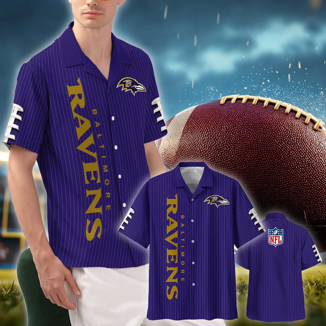 Baltimore Ravens Hawaiian Shirt, Classic Fan Button Shirt HVN1424BR