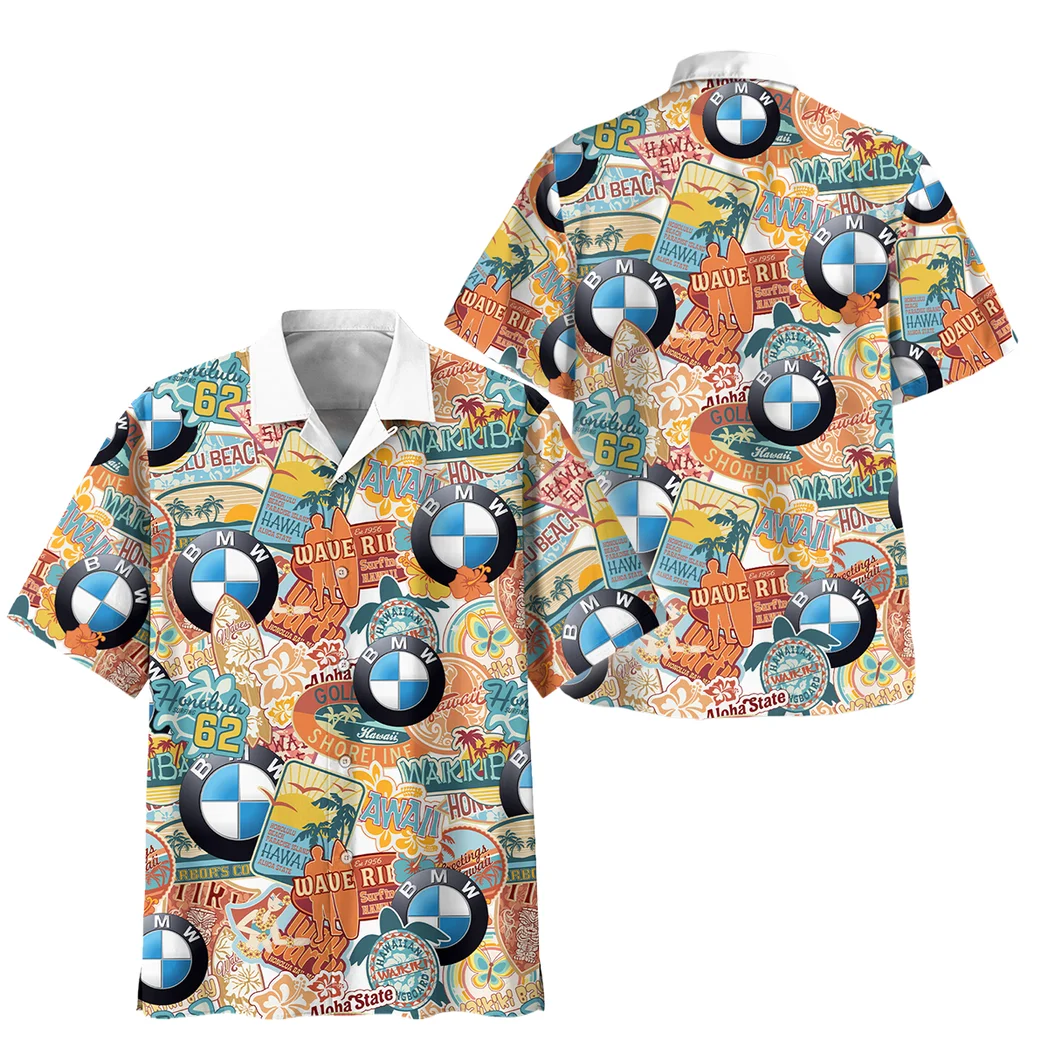 Bmw Hawaiian Shirt Exclusive Logo, Summer Garage Button Shirt HVN1539BMW