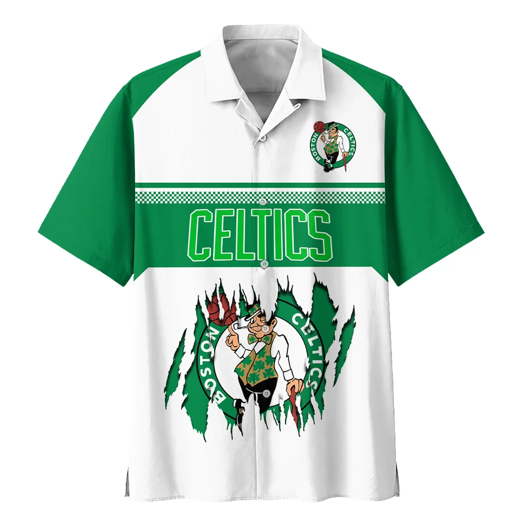 Boston Celtics Hawaiian Shirt Logo Print, Celebration Spirit Button Shirt HVN1528BC