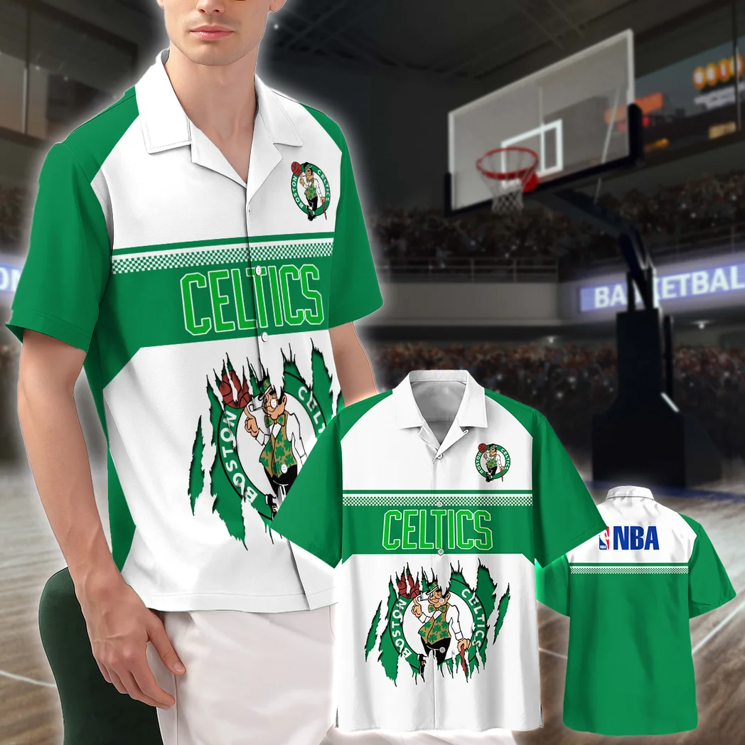 Boston Celtics Hawaiian Shirt Logo Print, Celebration Spirit Button Shirt HVN1528BC