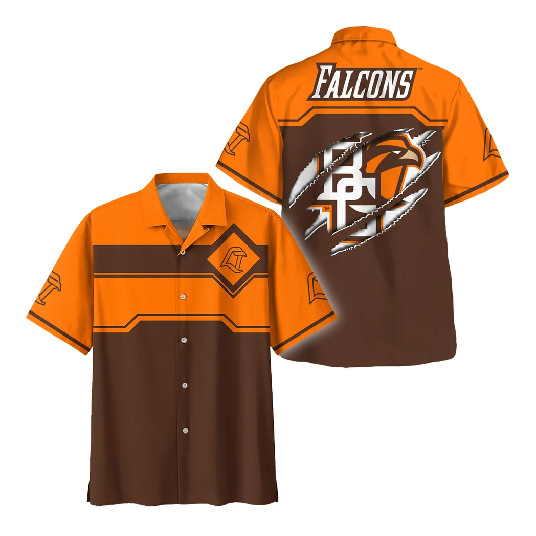 Bowling Green Falcons Hawaiian Shirt Logo Print, Bold Spirit Button Shirt HVN1469BG