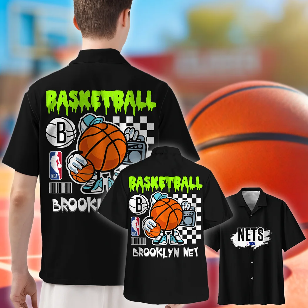Brooklyn Nets Hawaiian Shirt Exclusive Logo, Everyday Fan Button Shirt HVN1531BN