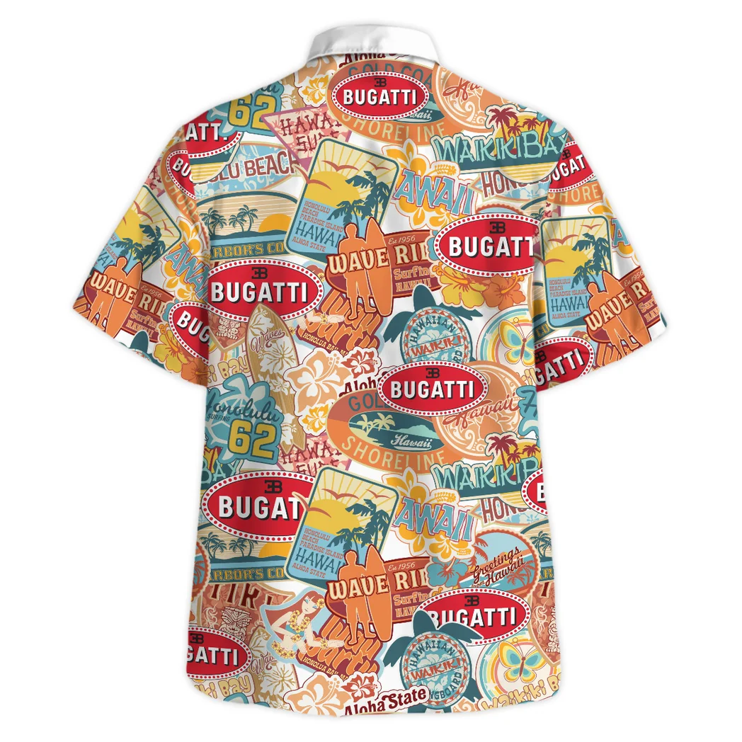 Bugatti Hawaiian Shirt Exclusive Logo, Car Meet Button Shirt HVN1539BU