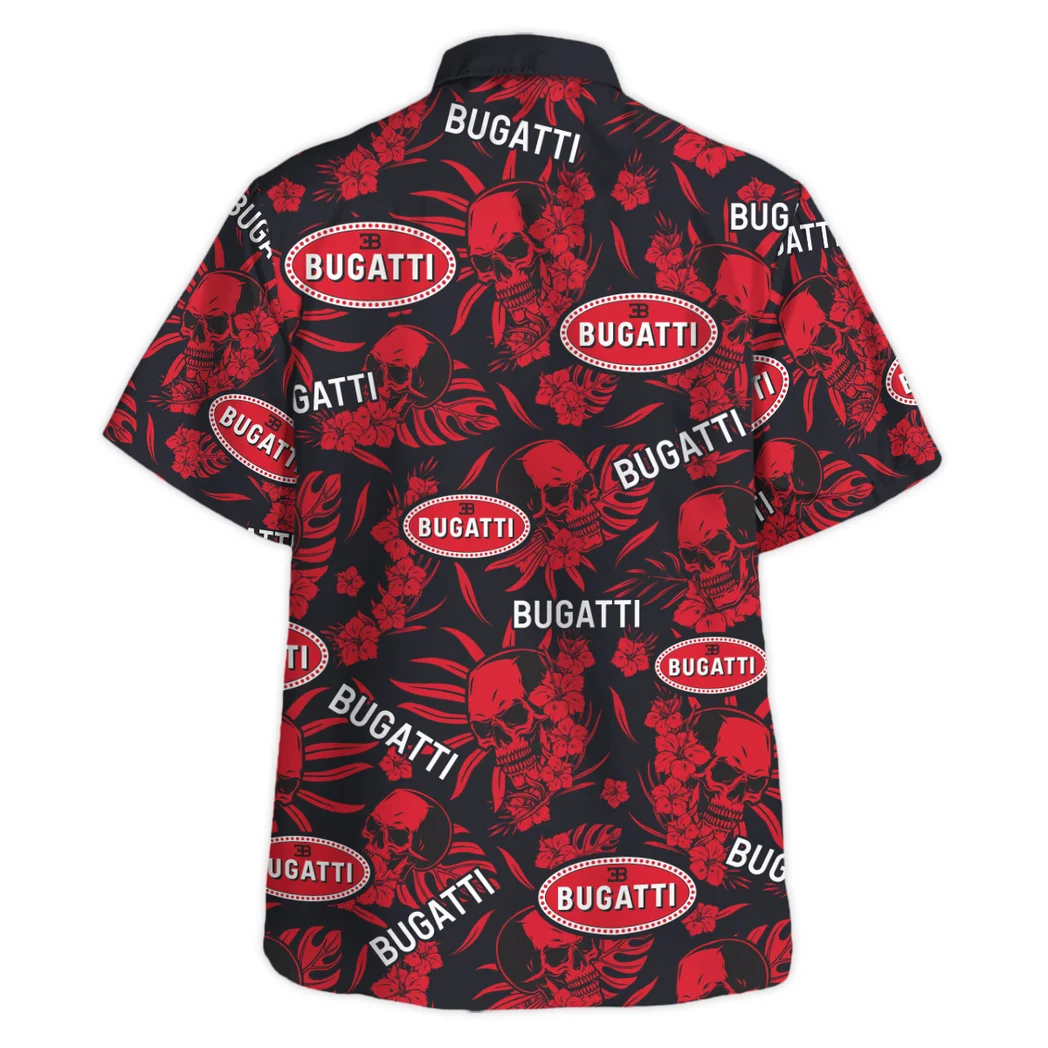 Bugatti Hawaiian Shirt Skull Design, Speed Legend Button Shirt HVN1535BU