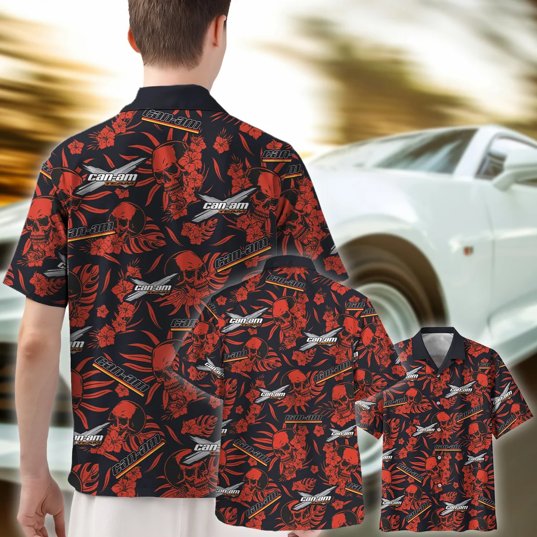 Can Am Hawaiian Shirt Skull Design, Rider\'s Paradise Button Shirt HVN1535CAM