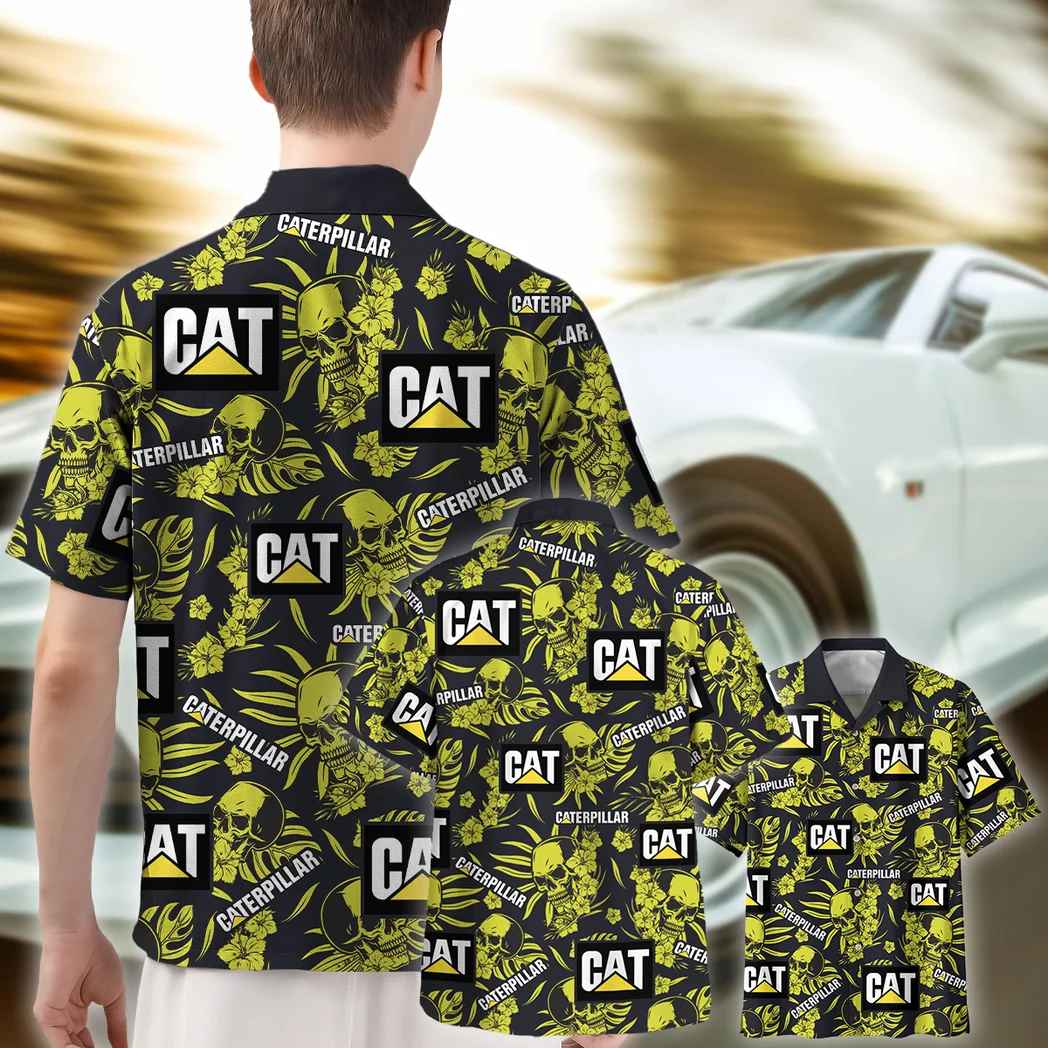 Caterpillar Inc Hawaiian Shirt Skull Design, Road-Trip Ready Button Shirt HVN1535CI
