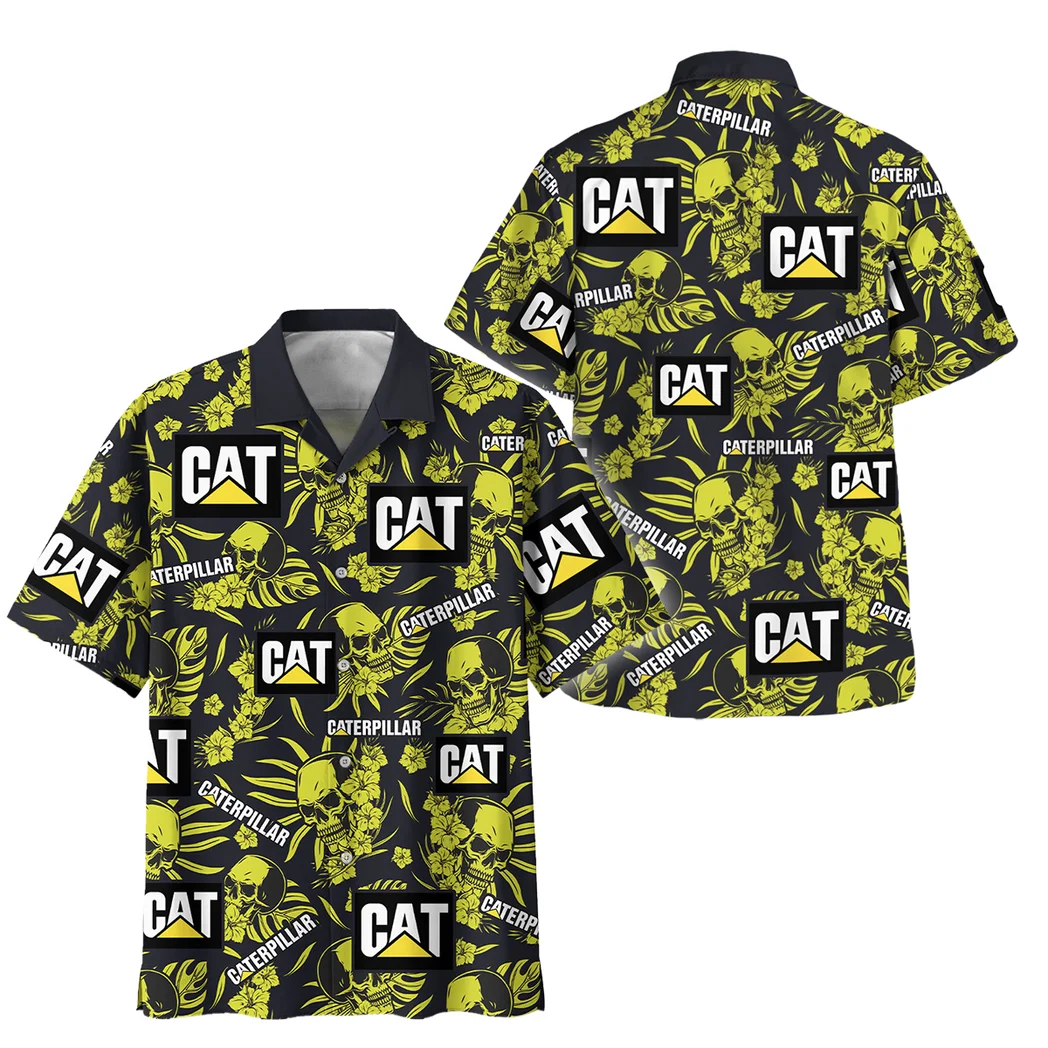 Caterpillar Inc Hawaiian Shirt Skull Design, Road-Trip Ready Button Shirt HVN1535CI