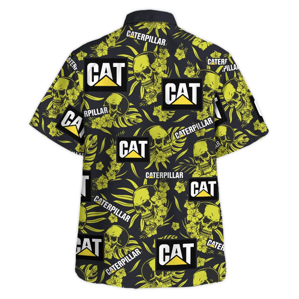 Caterpillar Inc Hawaiian Shirt Skull Design, Road-Trip Ready Button Shirt HVN1535CI