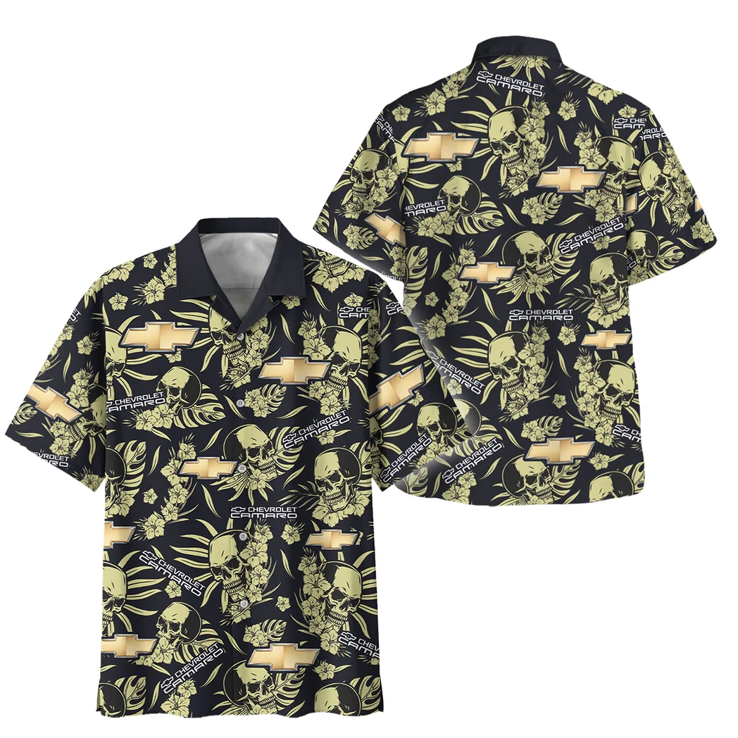 Chevrolet Camaro Hawaiian Shirt Skull Design, Road-Trip Ready Button Shirt HVN1535CH