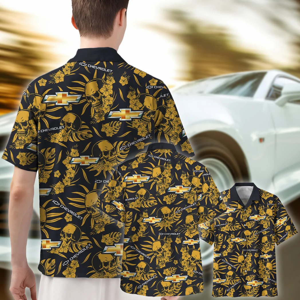 Chevrolet Hawaiian Shirt Skull Design, Hot Rod Button Shirt HVN1535CE