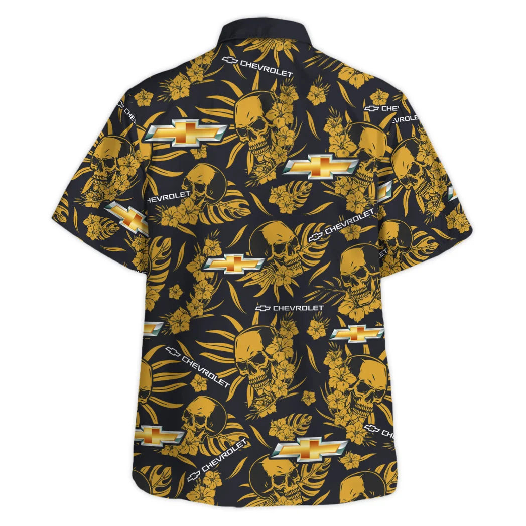 Chevrolet Hawaiian Shirt Skull Design, Hot Rod Button Shirt HVN1535CE