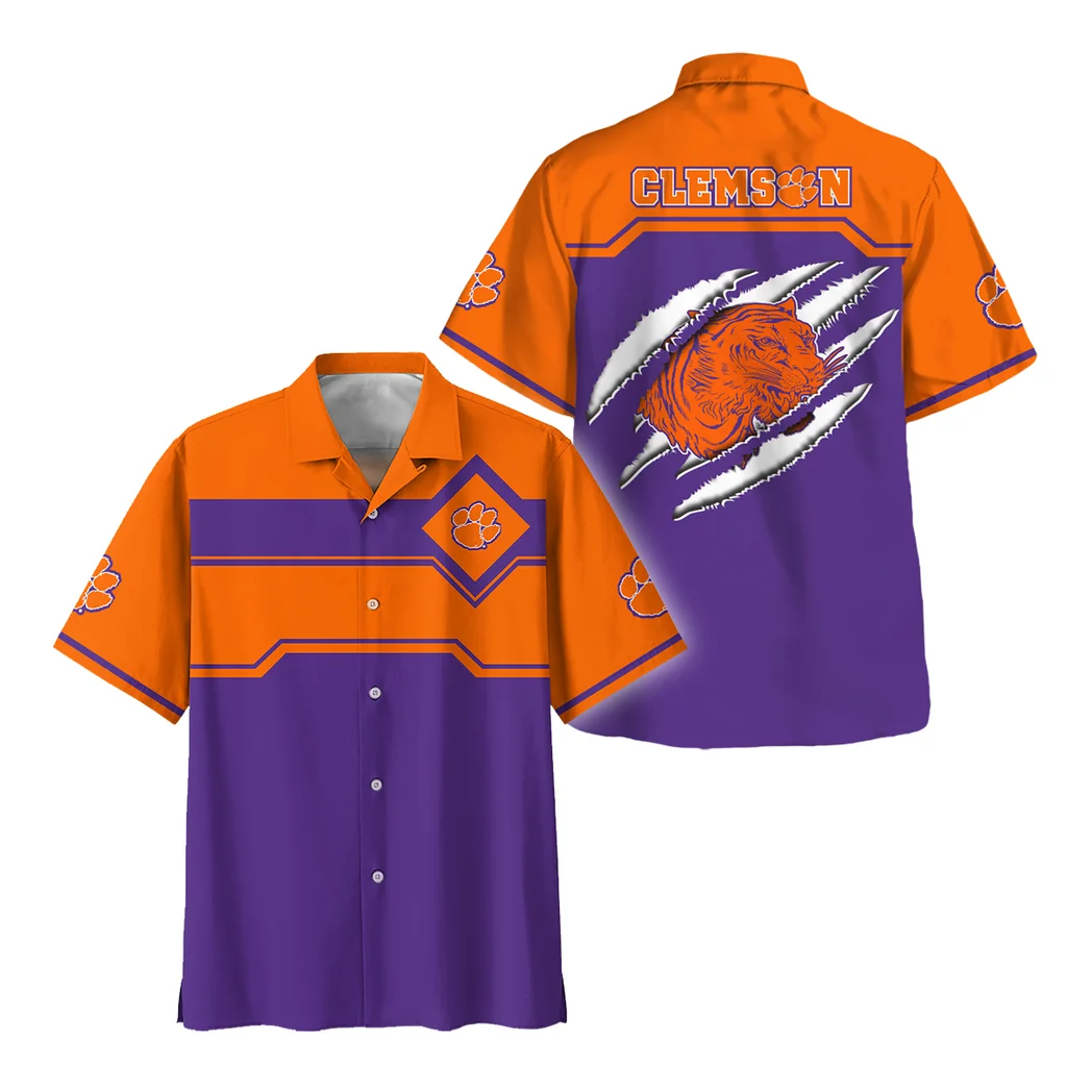 Clemson Tigers Hawaiian Shirt Logo Print, Victory Spirit Button Shirt HVN1469CT