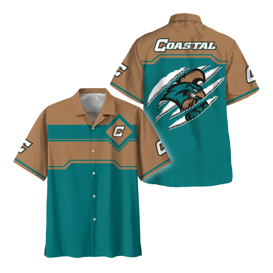 Coastal Carolina Chanticleers Hawaiian Shirt Logo Print, Summer Match Button Shirt HVN1469CC