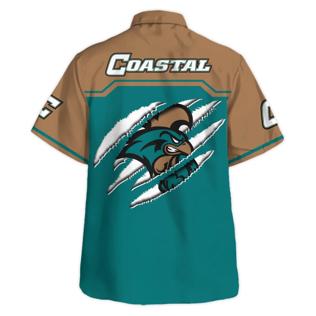 Coastal Carolina Chanticleers Hawaiian Shirt Logo Print, Summer Match Button Shirt HVN1469CC