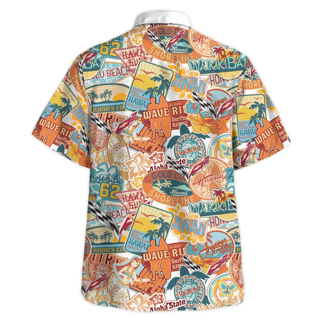 Corvette Hawaiian Shirt Exclusive Logo, Motorsport Vibe Button Shirt HVN1539CO