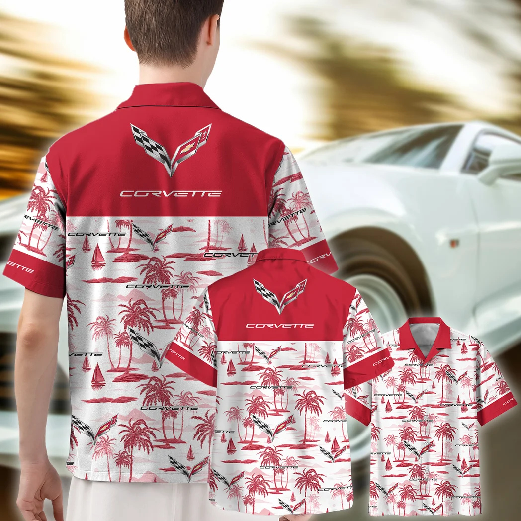Corvette Hawaiian Shirt Exclusive Logo, Road Life Button Shirt HVN1534CO
