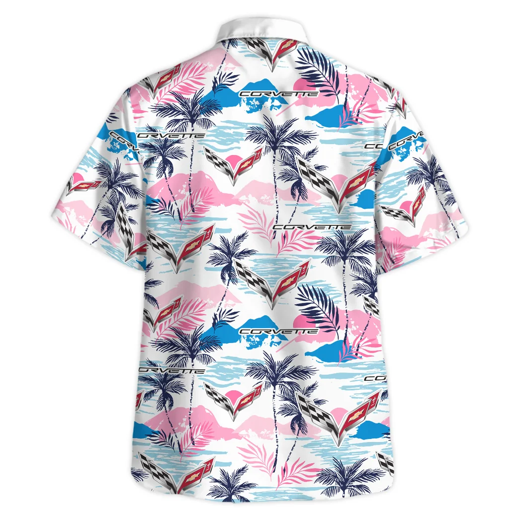 Corvette Hawaiian Shirt Logo Print, Gearhead Style Button Shirt HVN1538CO