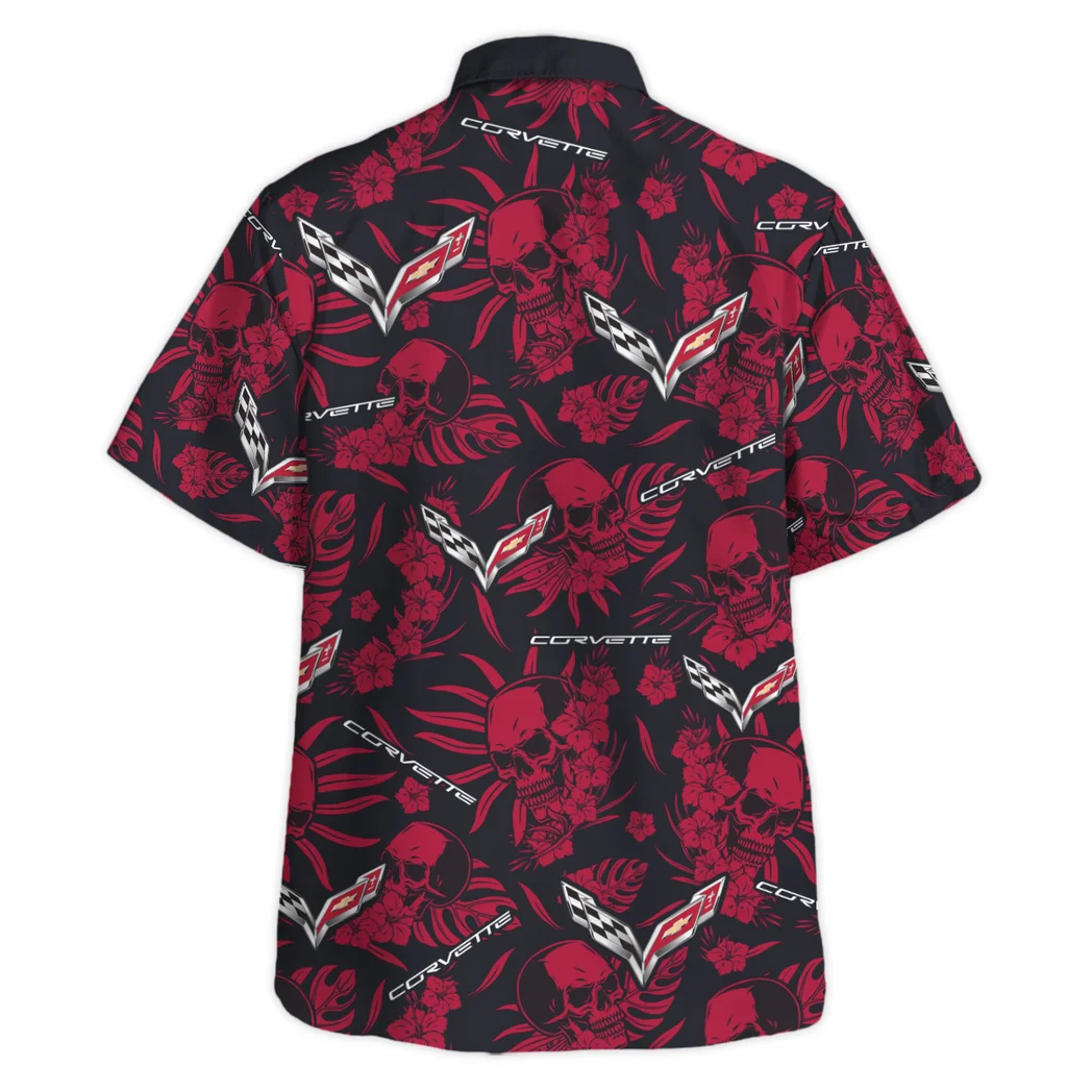 Corvette Hawaiian Shirt Skull Design, Motor Culture Button Shirt HVN1535CO