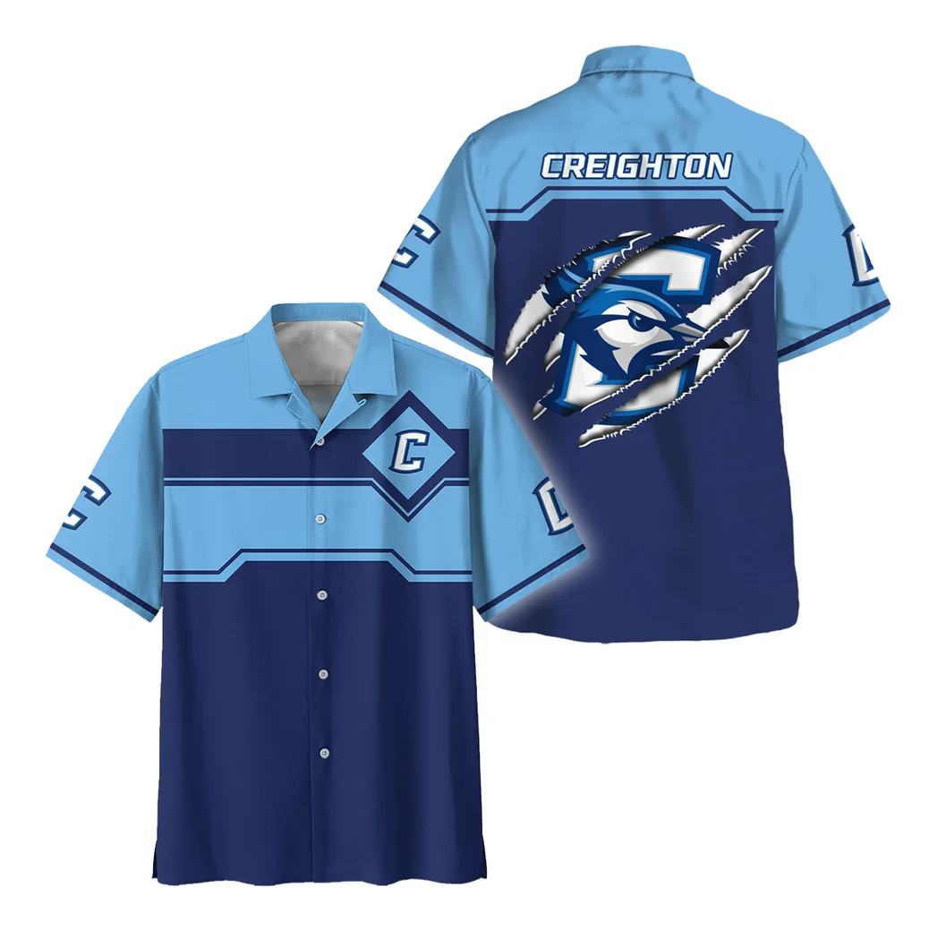 Creighton Bluejays Hawaiian Shirt Logo Print, Fan Lifestyle Button Shirt HVN1469CR