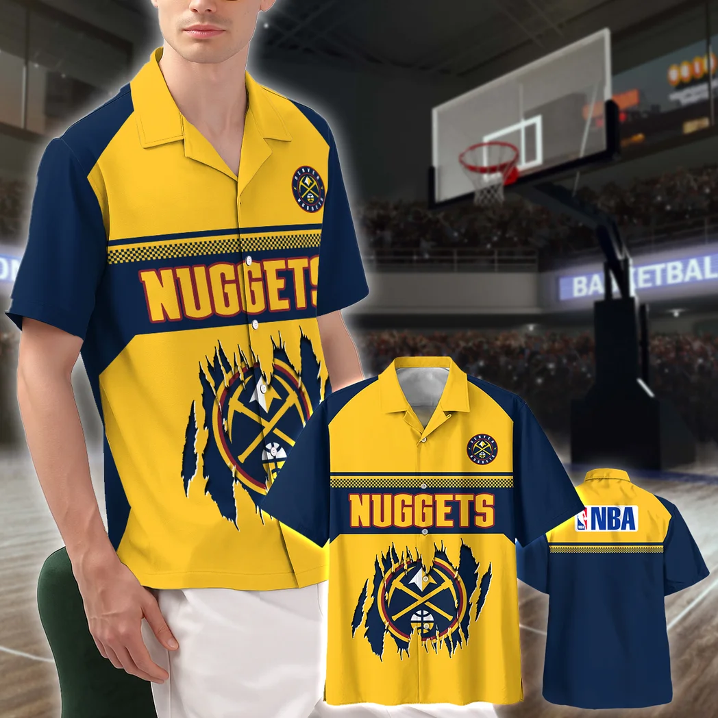 Denver Nuggets Hawaiian Shirt Logo Print, Celebration Spirit Button Shirt HVN1528DN