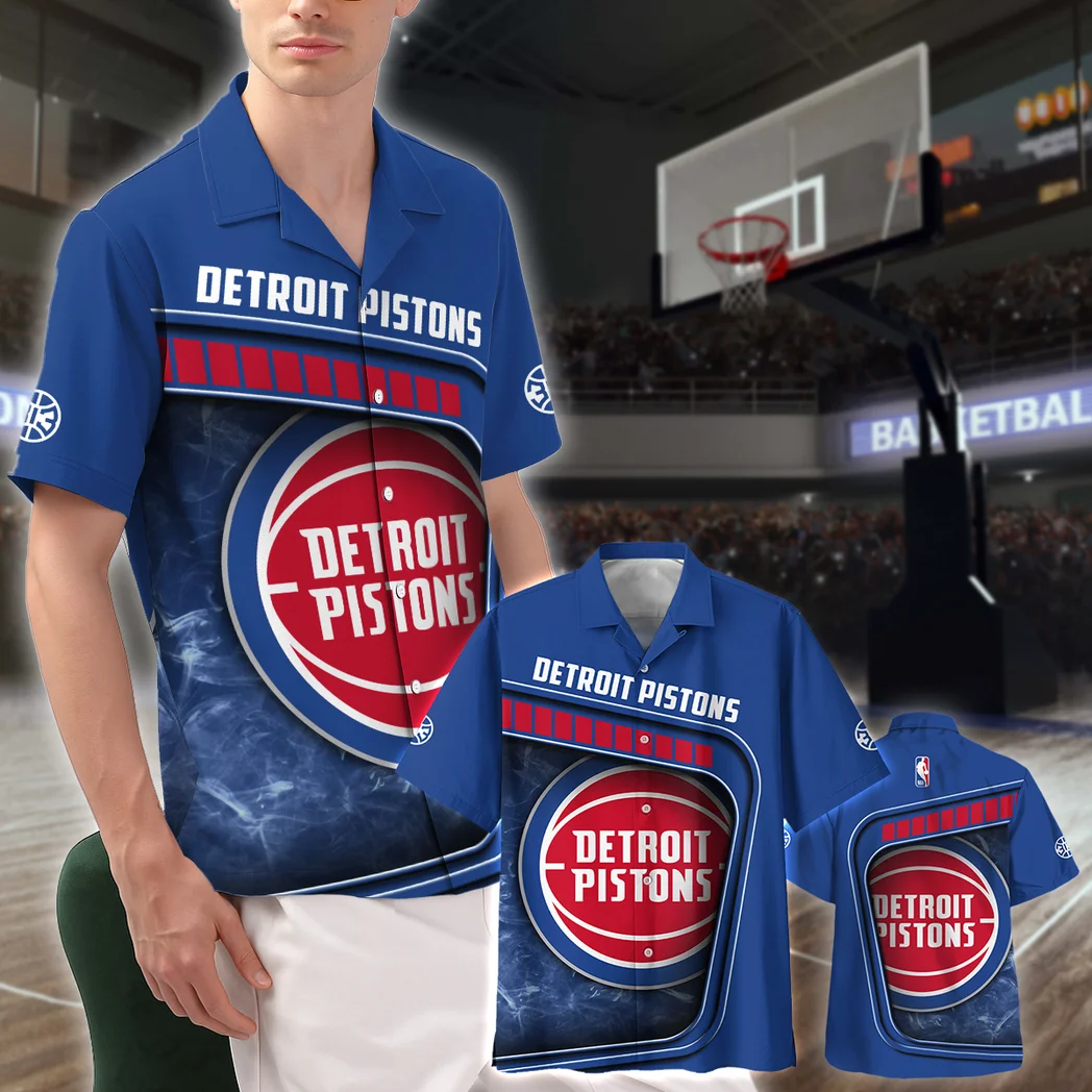 Detroit Pistons Hawaiian Shirt Excluisve Logo, Fan Pride Button Shirt HVN1527DP
