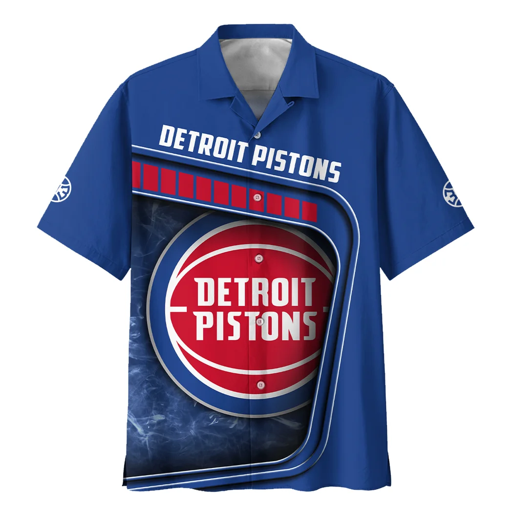 Detroit Pistons Hawaiian Shirt Excluisve Logo, Fan Pride Button Shirt HVN1527DP