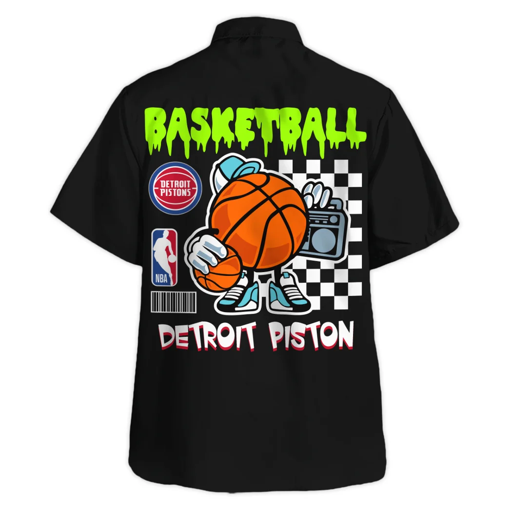 Detroit Pistons Hawaiian Shirt Exclusive Logo, Classic Fan Button Shirt HVN1531DP