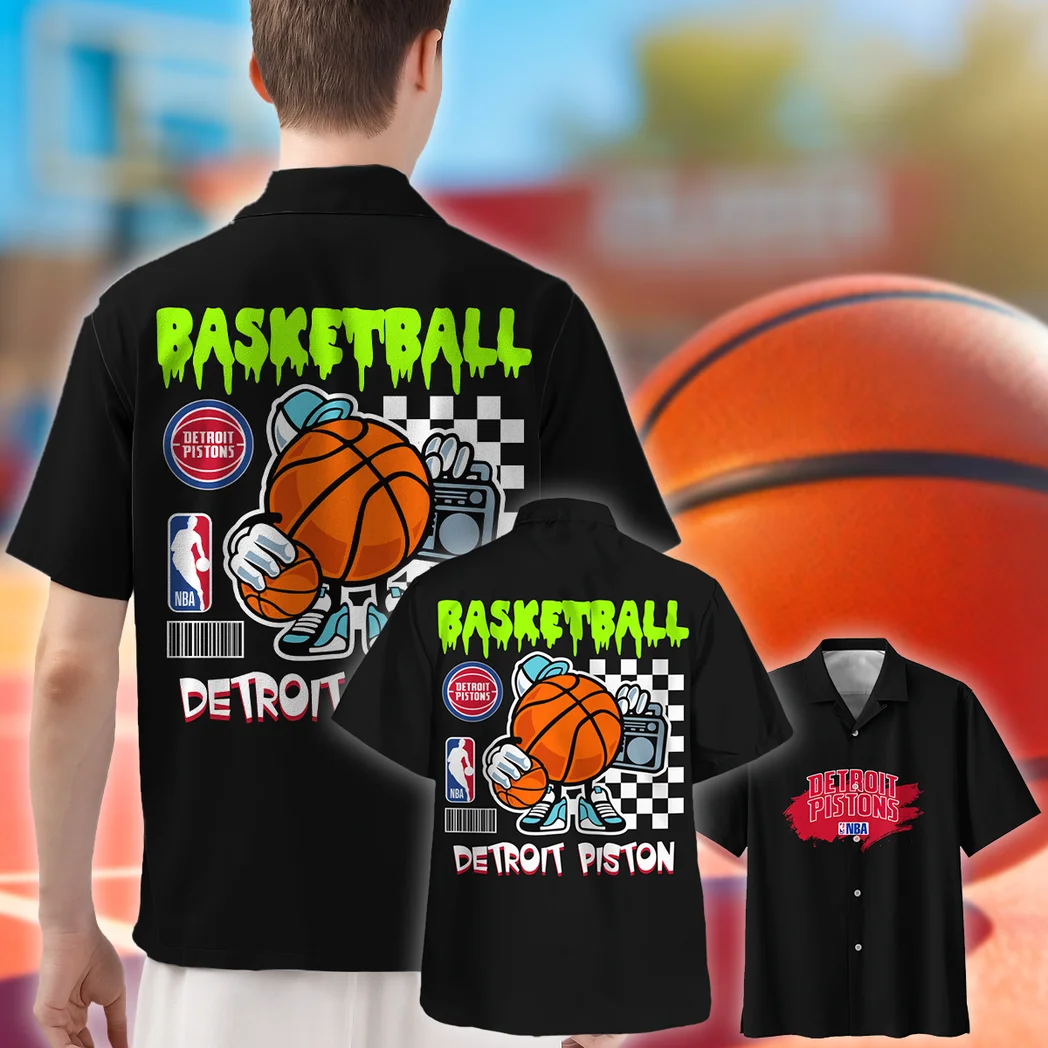 Detroit Pistons Hawaiian Shirt Exclusive Logo, Classic Fan Button Shirt HVN1531DP
