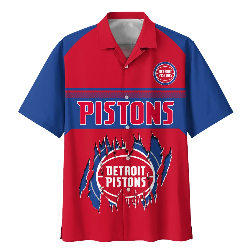 Detroit Pistons Hawaiian Shirt Logo Print, Everyday Fan Button Shirt HVN1528DP