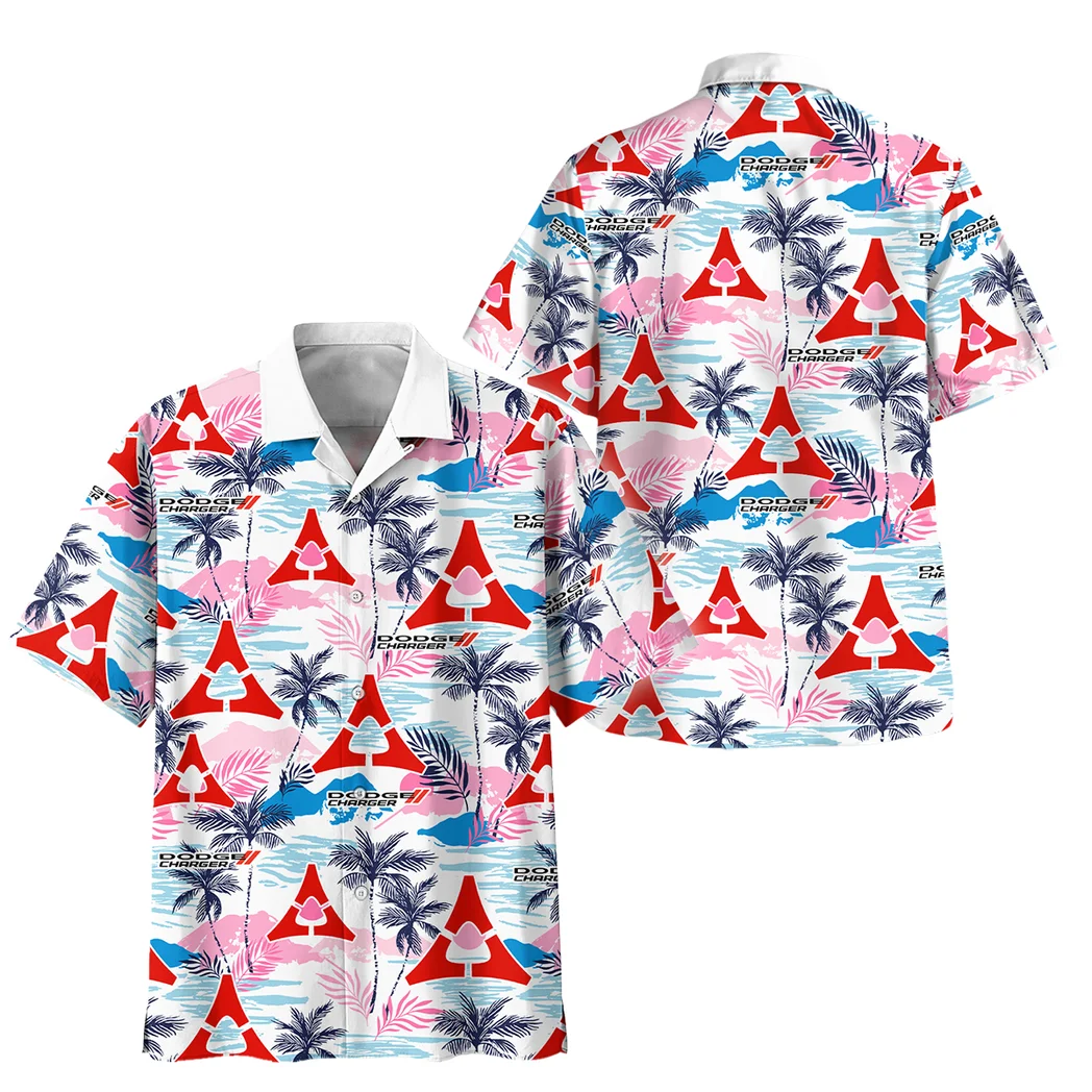 Dodge Charger Hawaiian Shirt Logo Print, Road-Trip Ready Button Shirt HVN1538DC