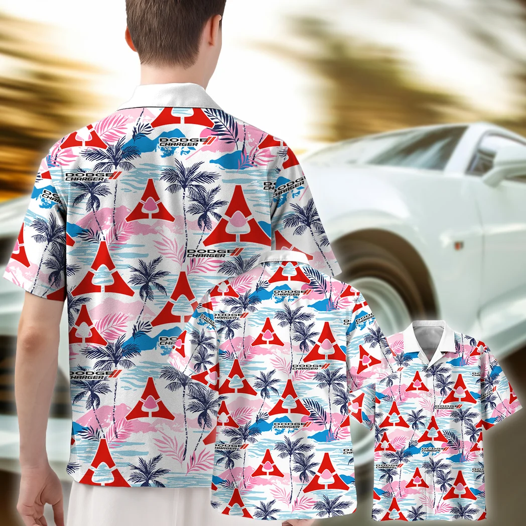 Dodge Charger Hawaiian Shirt Logo Print, Road-Trip Ready Button Shirt HVN1538DC