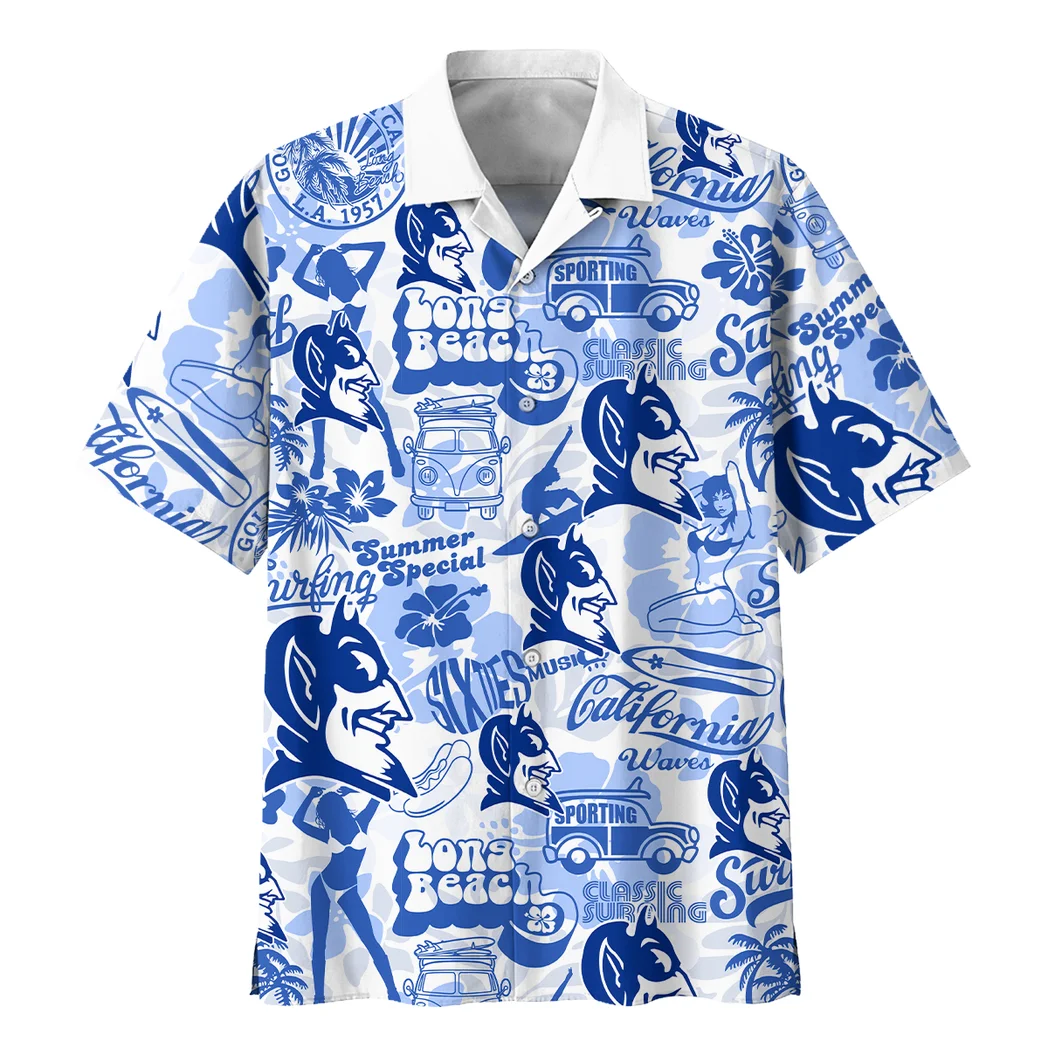 Duke Blue Devils Hawaiian Shirt Logo Print, Everyday Fan Button Shirt HVN1467DB