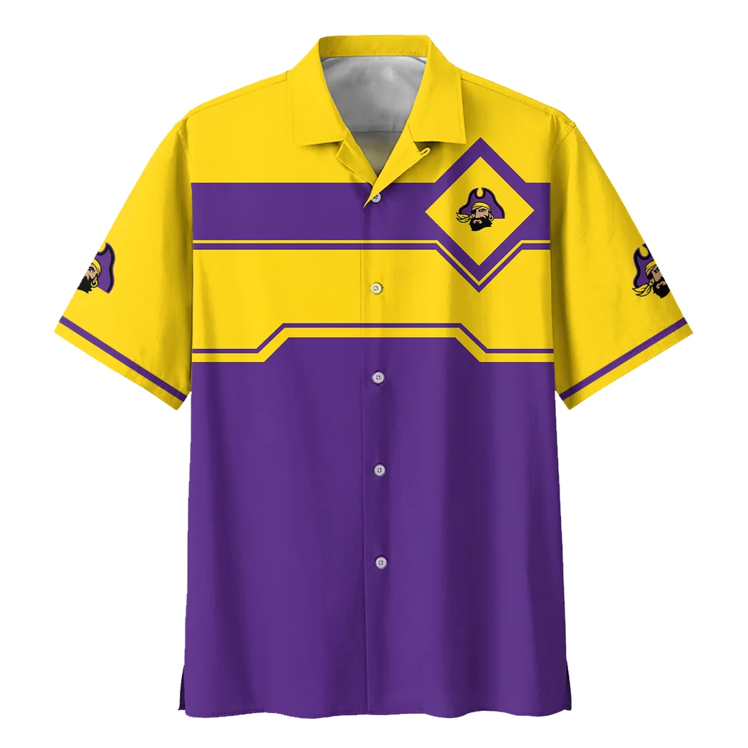 East Carolina Pirates Hawaiian Shirt Logo Print, Tropical Supporter Button Shirt HVN1469EC