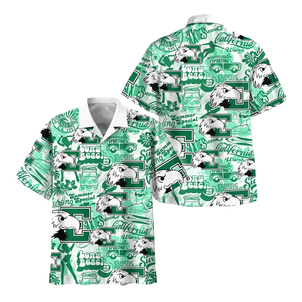 Eastern Michigan Eagles Hawaiian Shirt Logo Print, Fan Pride Button Shirt HVN1467EM