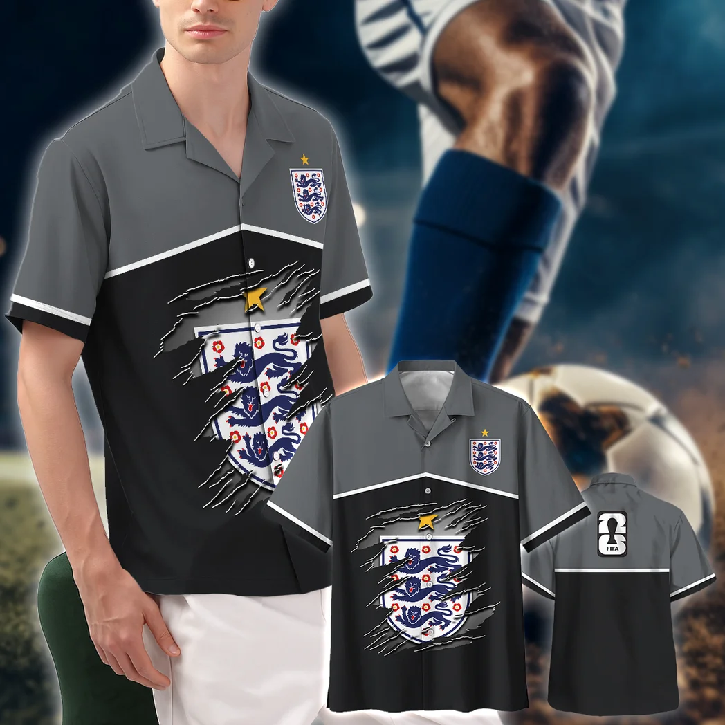 England FIFA World Cup 2026 Hawaiian Shirt, Stadium Energy Button Shirt HVN1563EN
