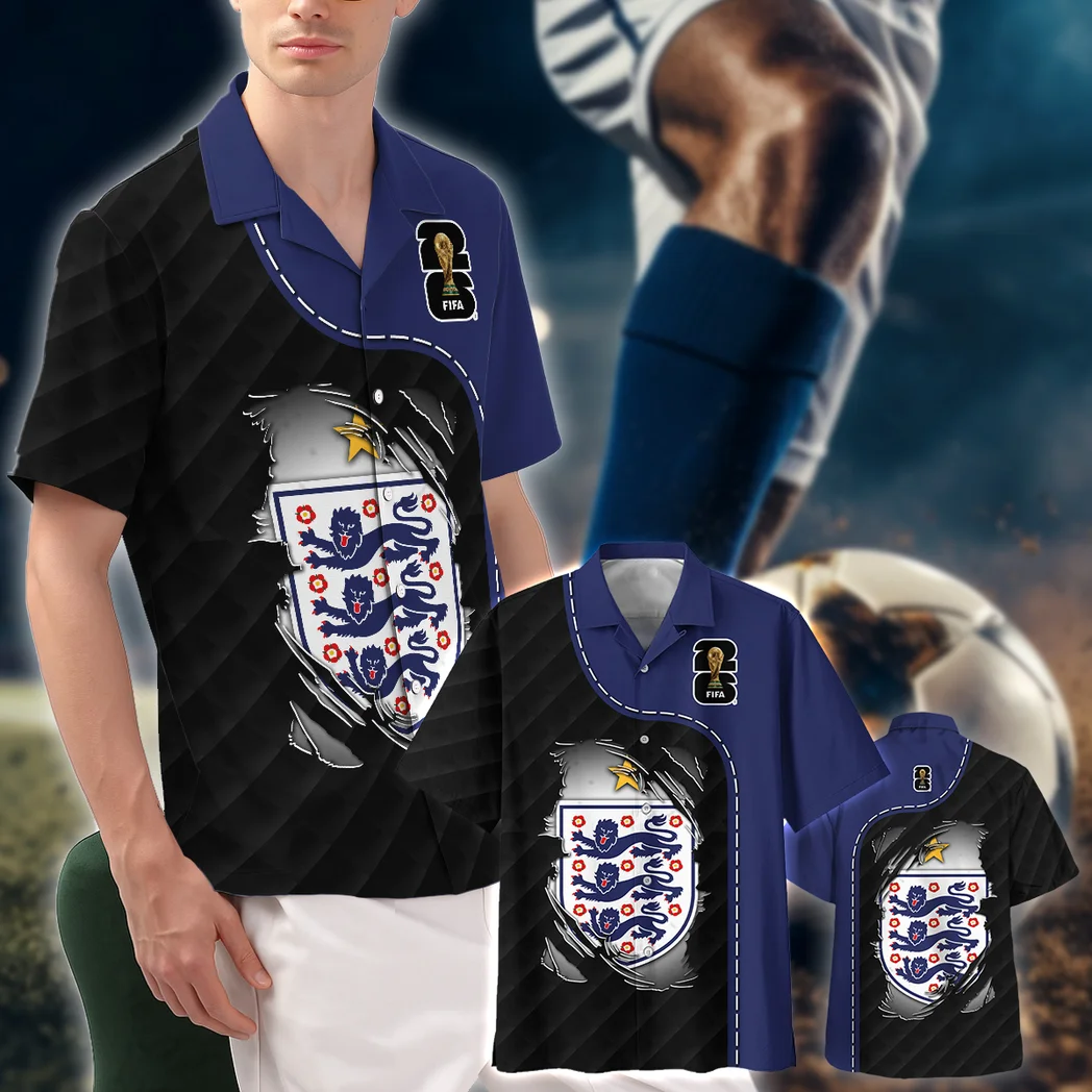 England Hawaiian Shirt FIFA World Cup 26 Limited Edition, Tropical Supporter Button Shirt HVN1584EN