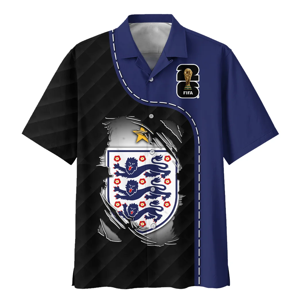 England Hawaiian Shirt FIFA World Cup 26 Limited Edition, Tropical Supporter Button Shirt HVN1584EN